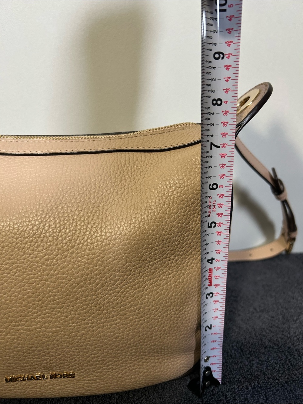 Michael Kors Beige Pebbled Leather Crossbody Bag - Picture 8 of 13